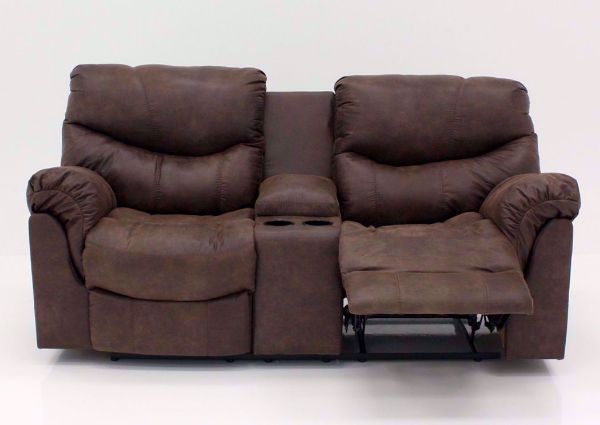 Front Facing with Right Recliner Open on the Alzena Reclining Loveseat by Ashley Furniture | Home Furniture Plus Bedding