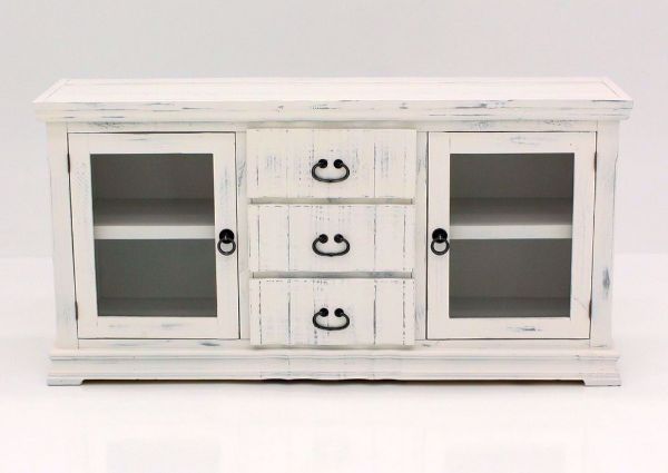 Grand Rustic TV Stand 64 Inch, White, Front Facing | Home Furniture Plus Bedding