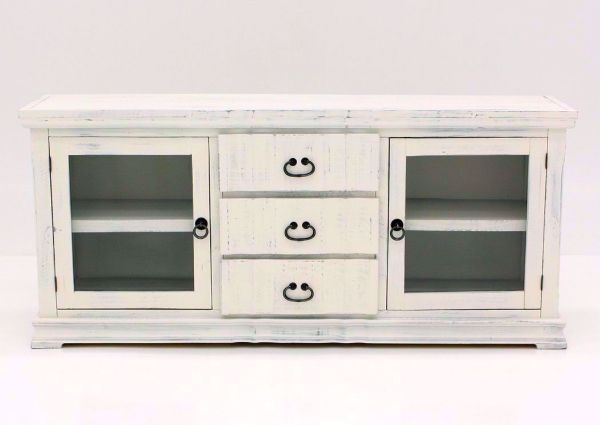 White Grand Rustic TV Stand 72 Inch Facing Front | Home Furniture Plus Mattress
