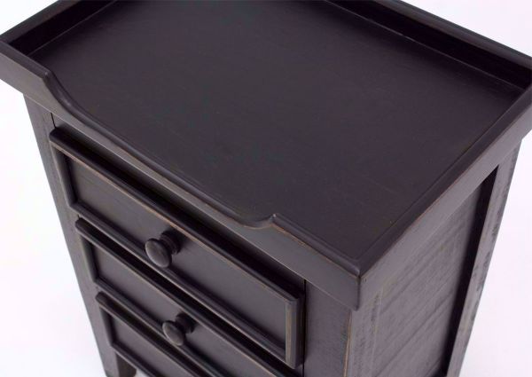 Black Chatham 3 Drawer End Table Showing the Angle Showing the Top Detail | Home Furniture Plus Bedding