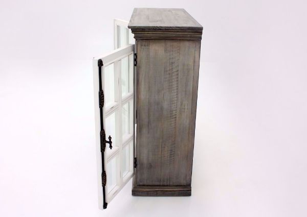 Florence 2 Door Curio Cabinet, Gray, Side View, Open | Home Furniture Plus Bedding
