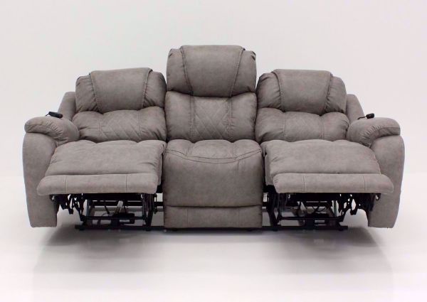 Soft Brown Daytona POWER Reclining Sofa, Front Facing in a Fully Reclined Position | Home Furniture Plus Bedding