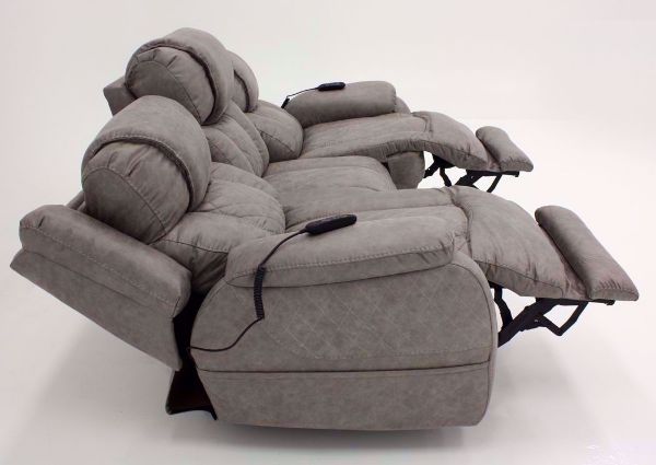 Soft Brown Daytona POWER Reclining Sofa, Side View in a Fully Reclined Position | Home Furniture Plus Bedding