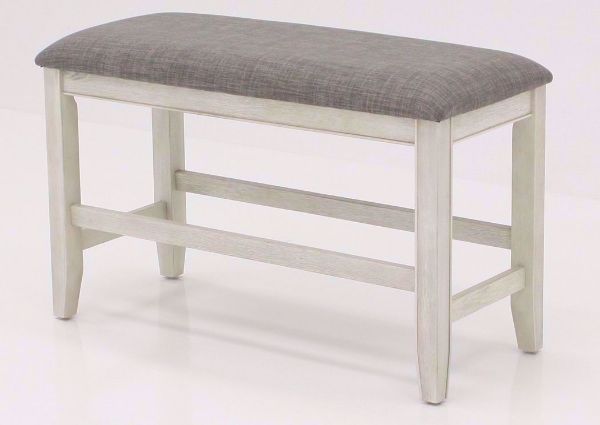 Rustic White Fulton Bar Height Bench at an Angle | Home Furniture Plus Mattress