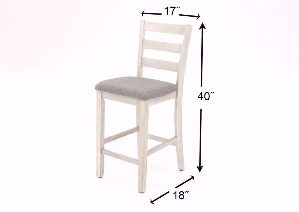 Distressed White Tahoe 5 Piece Pub Dining Set Showing the Barstool Dimensions | Home Furniture Plus Bedding
