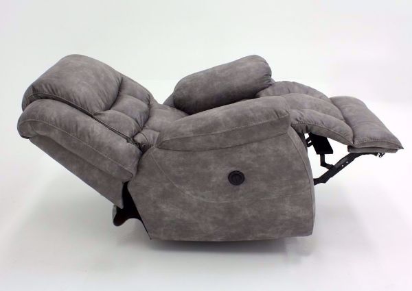 Pewter Wrangler POWER Recliner, Side View in a Fully Reclined Position | Home Furniture Plus Bedding