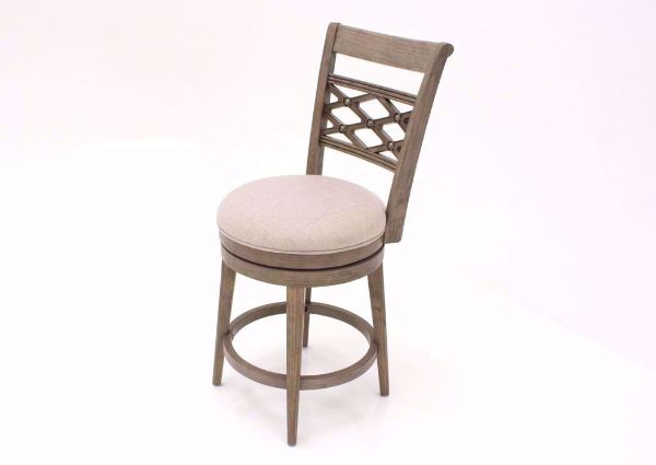 Gray and Beige Chesney 24 Inch Swivel Barstool at an Angle | Home Furniture Plus Mattress