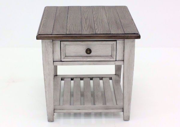 White and Brown Heartland Drawer End Table Facing Front | Home Furniture Plus Bedding
