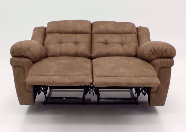 Light Brown Anastasia Reclining Loveseat, Front Facing in a Fully Reclined Position | Home Furniture Plus Bedding