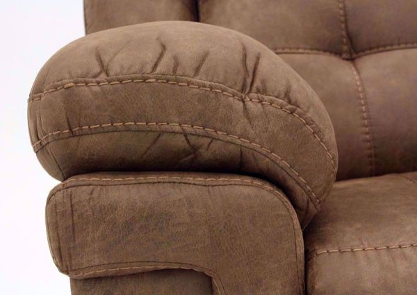 Light Brown Anastasia Reclining Loveseat Pillow Arm Detail From The Front | Home Furniture Plus Bedding