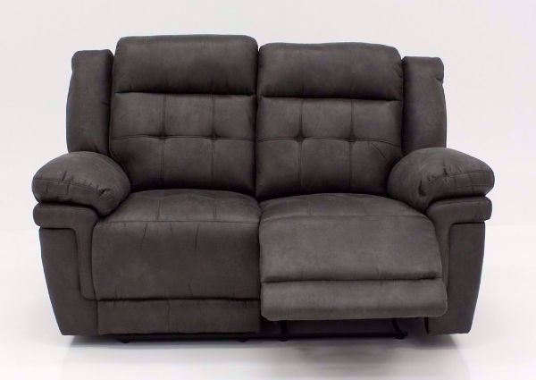 Gray Anastasia Recliner Loveseat, Front Facing with One Recliner Open | Home Furniture Plus Bedding