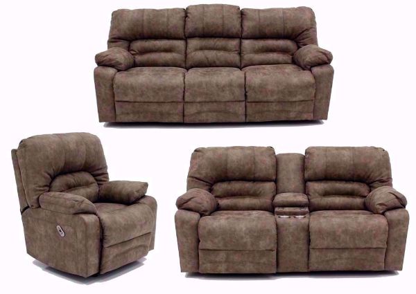 Light Brown Legacy POWER Reclining Sofa Set - Includes Sofa, Loveseat and Recliner | Home Furniture Plus Bedding