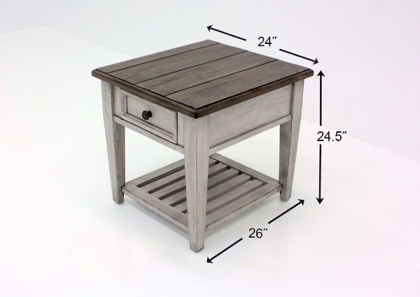 White and Brown Heartland Drawer End Table Dimensions | Home Furniture Plus Bedding