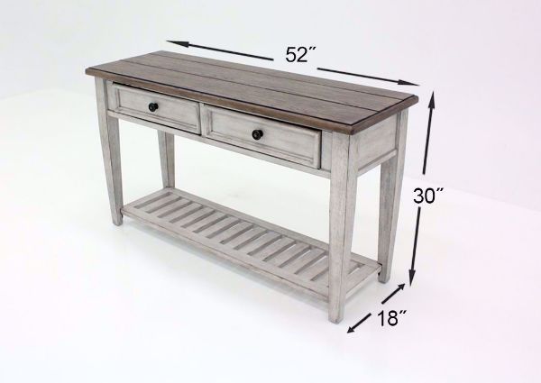 White and Brown Heartland Sofa Table Dimensions | Home Furniture Plus Bedding