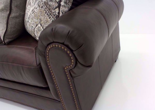 Walnut Brown Roleson Sleeper Sofa by Ashley Furniture Showing the Rolled Arm Detail | Home Furniture Plus Bedding