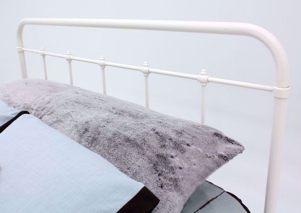 White Iron Style Jourdan Creek Queen Bed Showing the Headboard Detail | Home Furniture Plus Bedding