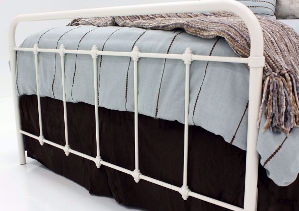 White Iron Style Jourdan Creek Queen Bed Showing the Footboard Detail | Home Furniture Plus Bedding