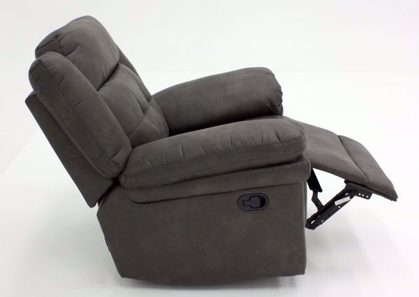 Gray Anastasia Glider Recliner, Side View with the Chaise Open | Home Furniture Plus Bedding