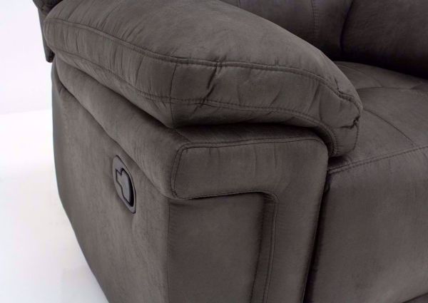 Gray Anastasia Glider Recliner Pillow Arm Detail | Home Furniture Plus Bedding