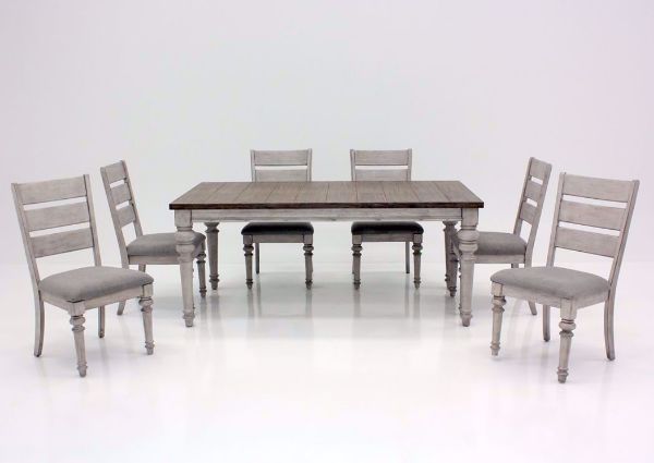 Heartland 7 Piece Dining Table Set, White and Brown, Front Facing | Home Furniture Plus Bedding