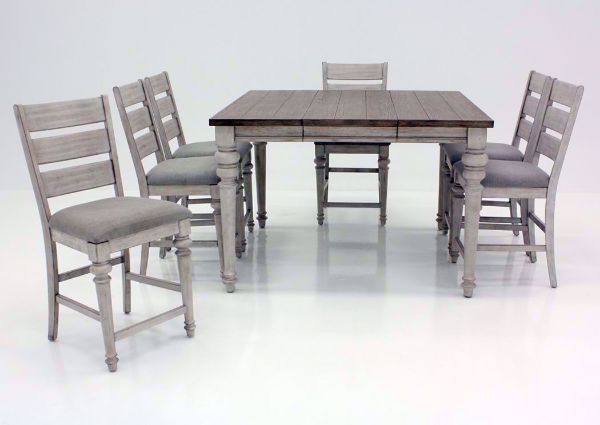 White Two-Tone Heartland 7 Piece Bar Height Table Set Facing Front | Home Furniture Plus Mattress