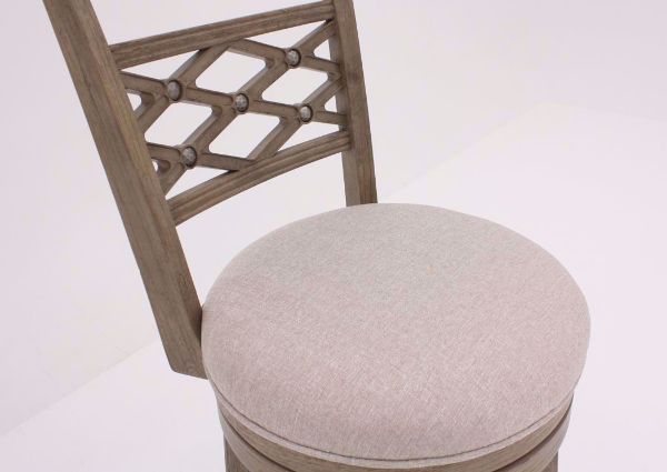 Gray and Beige Chesney Swivel Barstool 30 Inch at an Angle Showing the Upholstered Seat | Home Furniture Plus Mattress