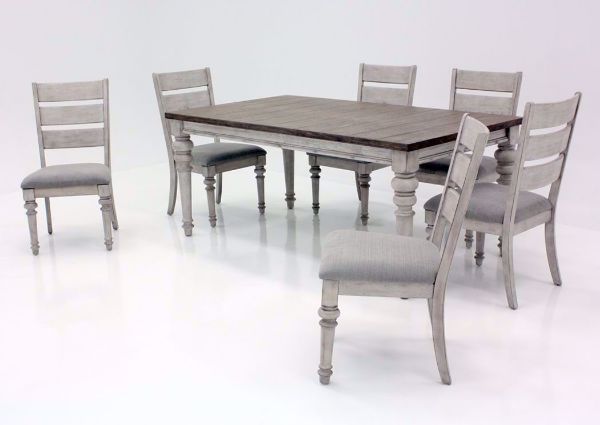 Heartland 7 Piece Dining Table Set, White and Brown, Angle | Home Furniture Plus Bedding