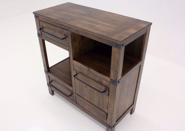 Rustic Brown Roybeck Accent Cabinet at an Angle From the Top | Home Furniture Plus Bedding