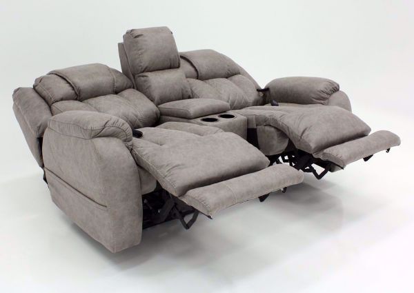 Soft Brown Daytona POWER Reclining Loveseat at an Angle in the Fully Reclined Position | Home Furniture Plus Bedding