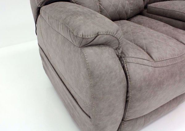Soft Brown Daytona POWER Reclining Loveseat Arm and Pocket Detail | Home Furniture Plus Bedding