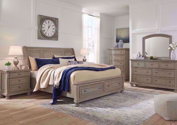 Light Gray Lettner Bedroom Set by Ashley Furniture in a Room Setting | Home Furniture Plus Bedding