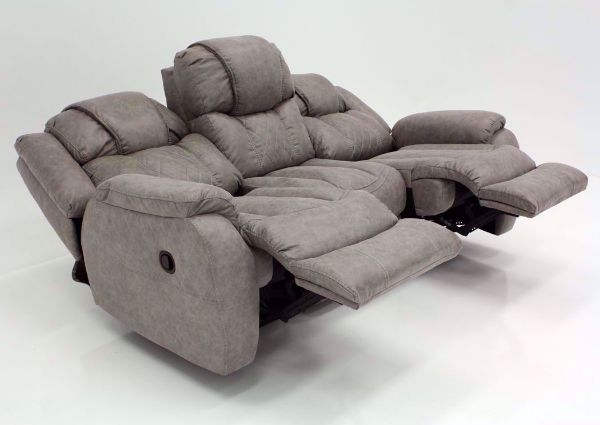 Soft Brown Daytona Reclining Sofa at an Angle in the Fully Reclined Position | Home Furniture Plus Bedding