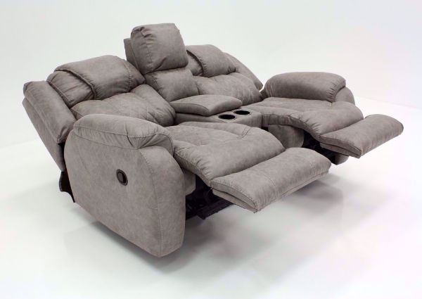 Soft Brown Daytona Reclining Loveseat at an Angle in the Fully Reclined Position | Home Furniture Plus Bedding