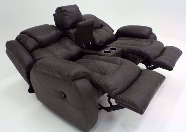 Gray Daytona Reclining Loveseat at an Angle in the Fully Reclined Position | Home Furniture Plus Bedding