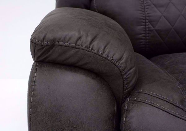 Gray Daytona Reclining Loveseat Pillow Arm Detail | Home Furniture Plus Bedding