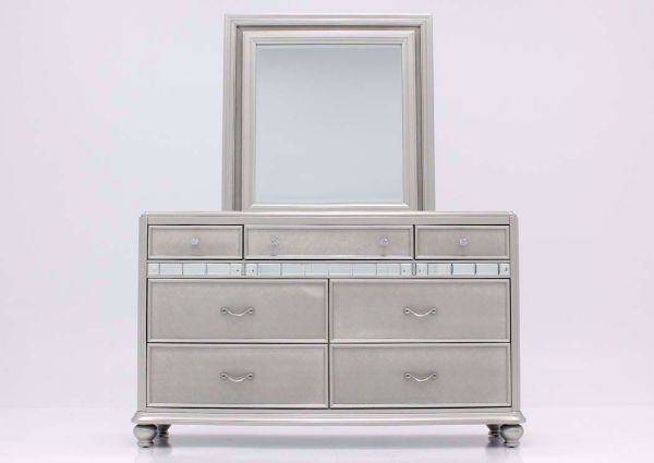 Silver Metallic Regency Dresser with Mirror Facing Front | Home Furniture Plus Bedding