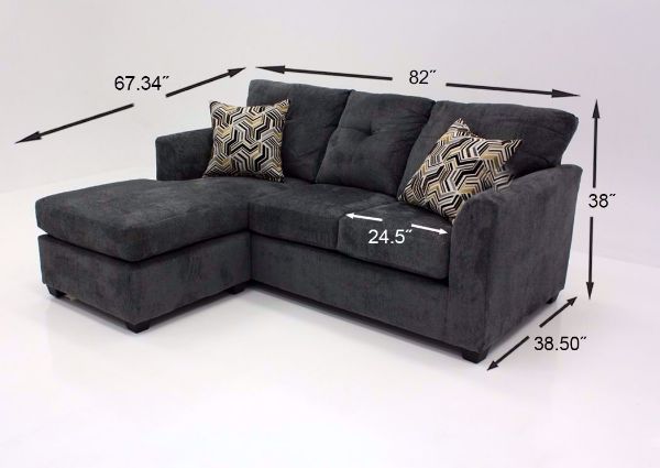 Kelly Sofa Chaise, Gray, Dimensions | Home Furniture Plus Bedding