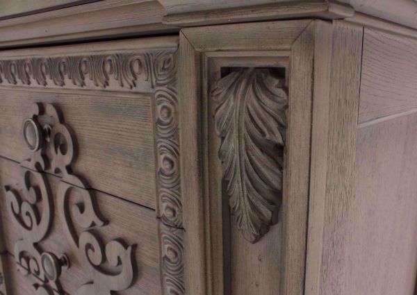 Taupe Brown Maria Nightstand Showing the Carved Details | Home Furniture Plus Mattress
