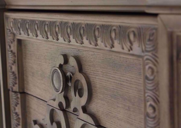 Taupe Brown Maria Nightstand Showing More Carved Details | Home Furniture Plus Mattress