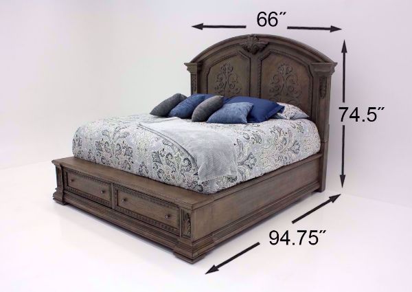 Taupe Brown Maria Bedroom Set Showing the Queen Bed Dimensions | Home Furniture Plus Bedding