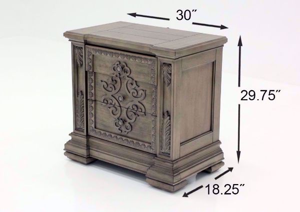 Taupe Brown Maria Bedroom Set Showing the Nightstand Dimensions | Home Furniture Plus Bedding