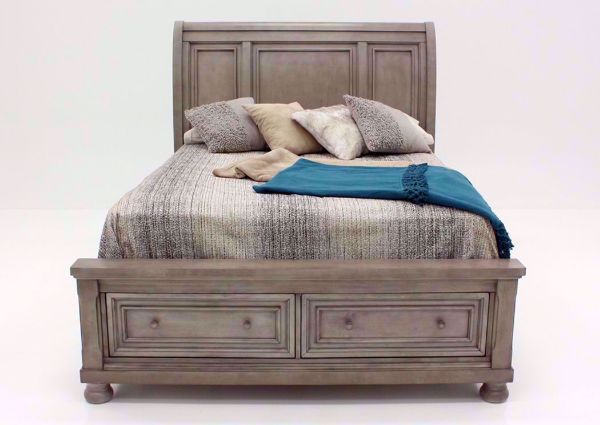 Light Gray Lettner King Size Sleigh Bed by Ashley Furniture Facing Front | Home Furniture Plus Bedding