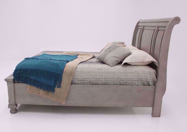 Light Gray Lettner King Size Sleigh Bed by Ashley Furniture Showing the Side View | Home Furniture Plus Bedding