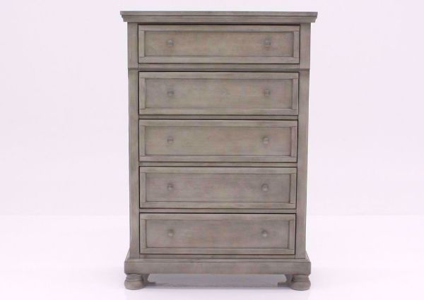 Distressed Light Gray Lettner Chest of Drawers by Ashley Furniture Facing Front | Home Furniture Plus Bedding