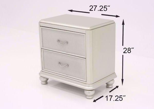 Silver Regency Bedroom Set Showing the Nightstand Dimensions | Home Furniture Plus Bedding