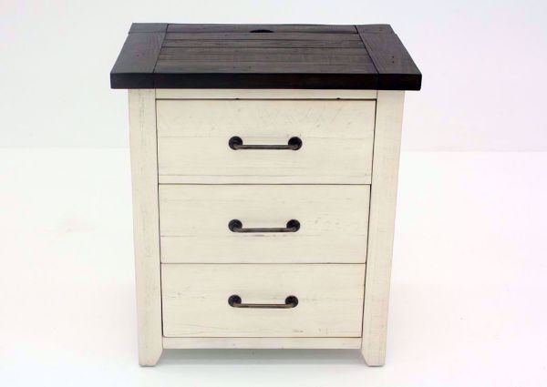 Antique White Madison County Nightstand Facing Front | Home Furniture Plus Mattress