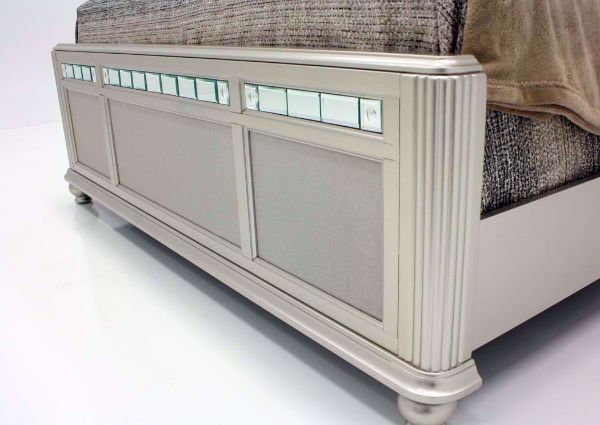 Metallic Silver Regency Queen Size Bed Showing the Footboard Detail at an Angle | Home Furniture Plus Bedding