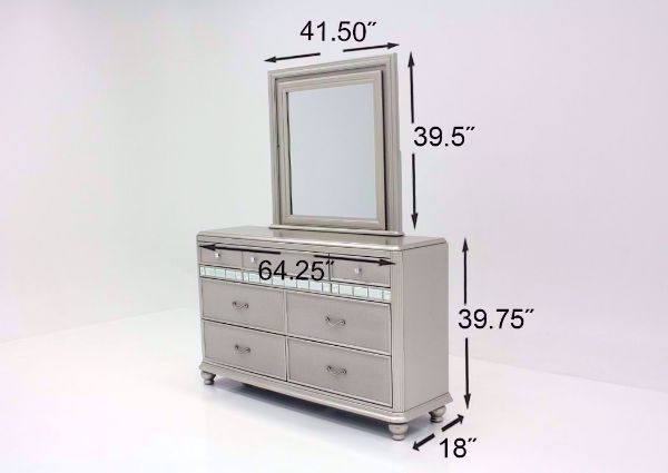 Silver Metallic Regency Dresser with Mirror Dimensions | Home Furniture Plus Bedding