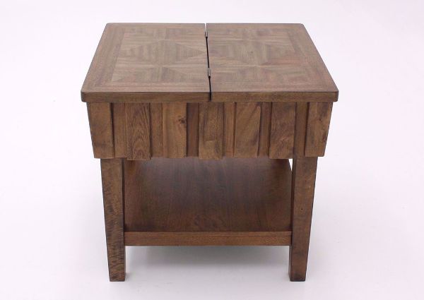 Side View of the Light Brown Rowenbeck End Table by Ashley Furniture | Home Furniture Plus Bedding