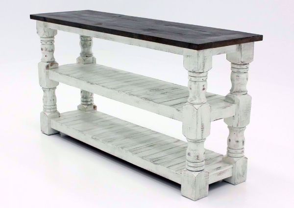 White Two-Tone Martha Sofa/Console Table at an Angle | Home Furniture Plus Mattress